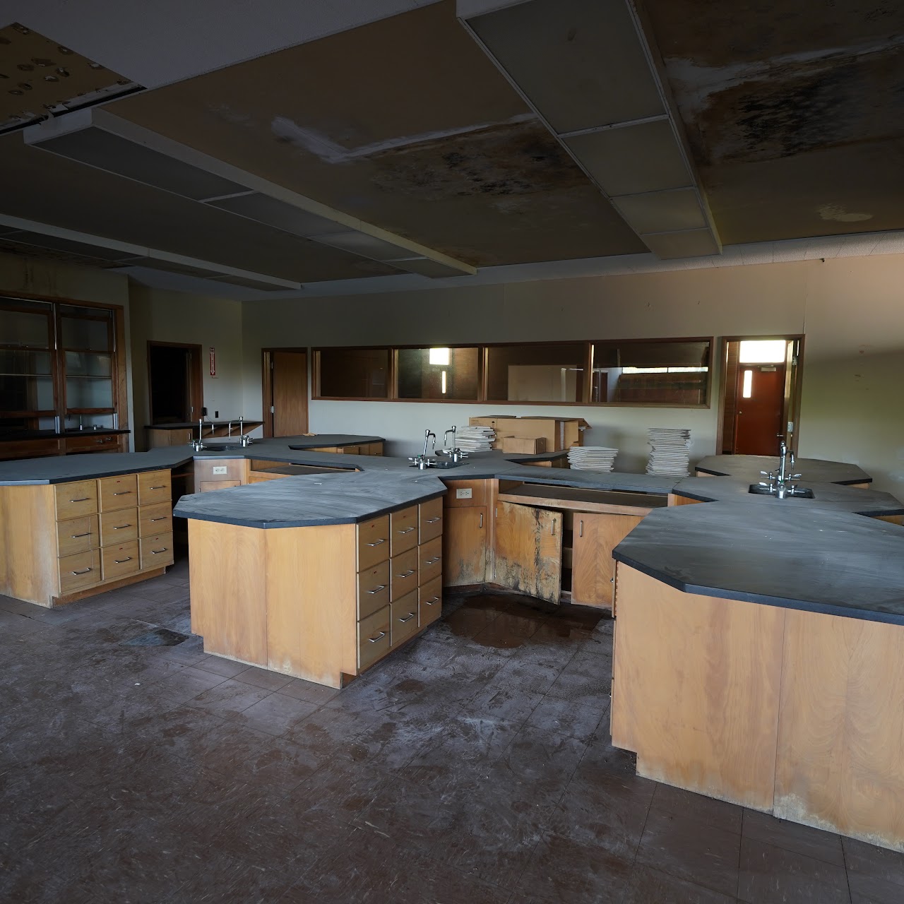 Earlier photograph of the science lab classroom; not current condition